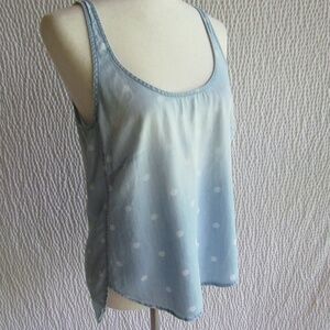 Lightweight Denim Tank Top Shirt Blue White Polka Ombre Faint Spots Cloth Stone
